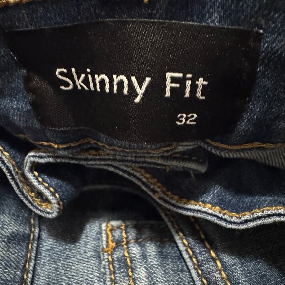 GINGTTO Mens Jeans Size 32x28 Skinny Fit Stretch Pants 32 28 Blue Denim - Picture 2 of 13